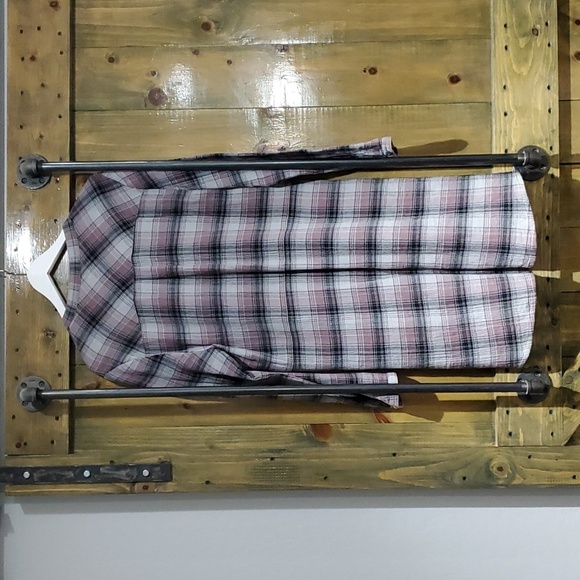 GARNET HILL PLUS SIZE 14 PLAID SHIRT DRESS PINK BLACK GRAY LONG SLEEVE PLAID - Picture 9 of 11